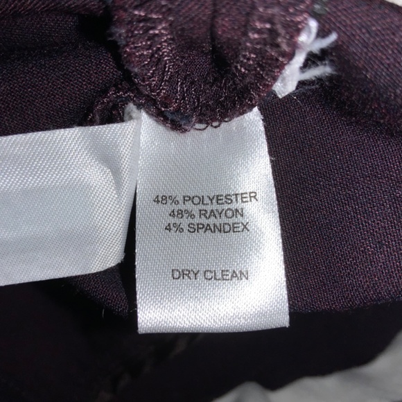 Loft Marisa burgundy flat front pants Sz 8 petite front zip back pockets - Picture 8 of 9